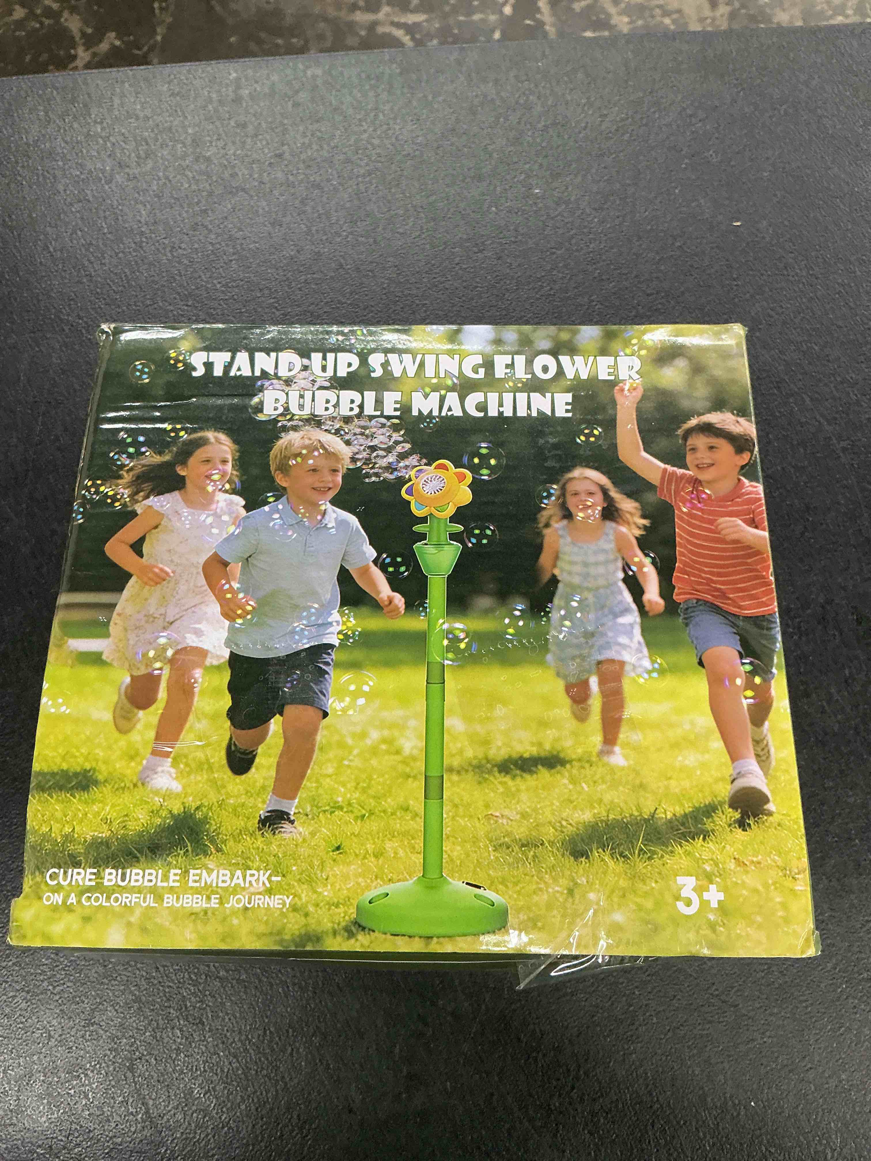 Condition photo showing Good Condition for aiersa flower bubble stand machine,sunflower bubble maker with lights, tall adjustable rechargeable automatic bubble blower for outdoor backyard party dancing flower 1 pack