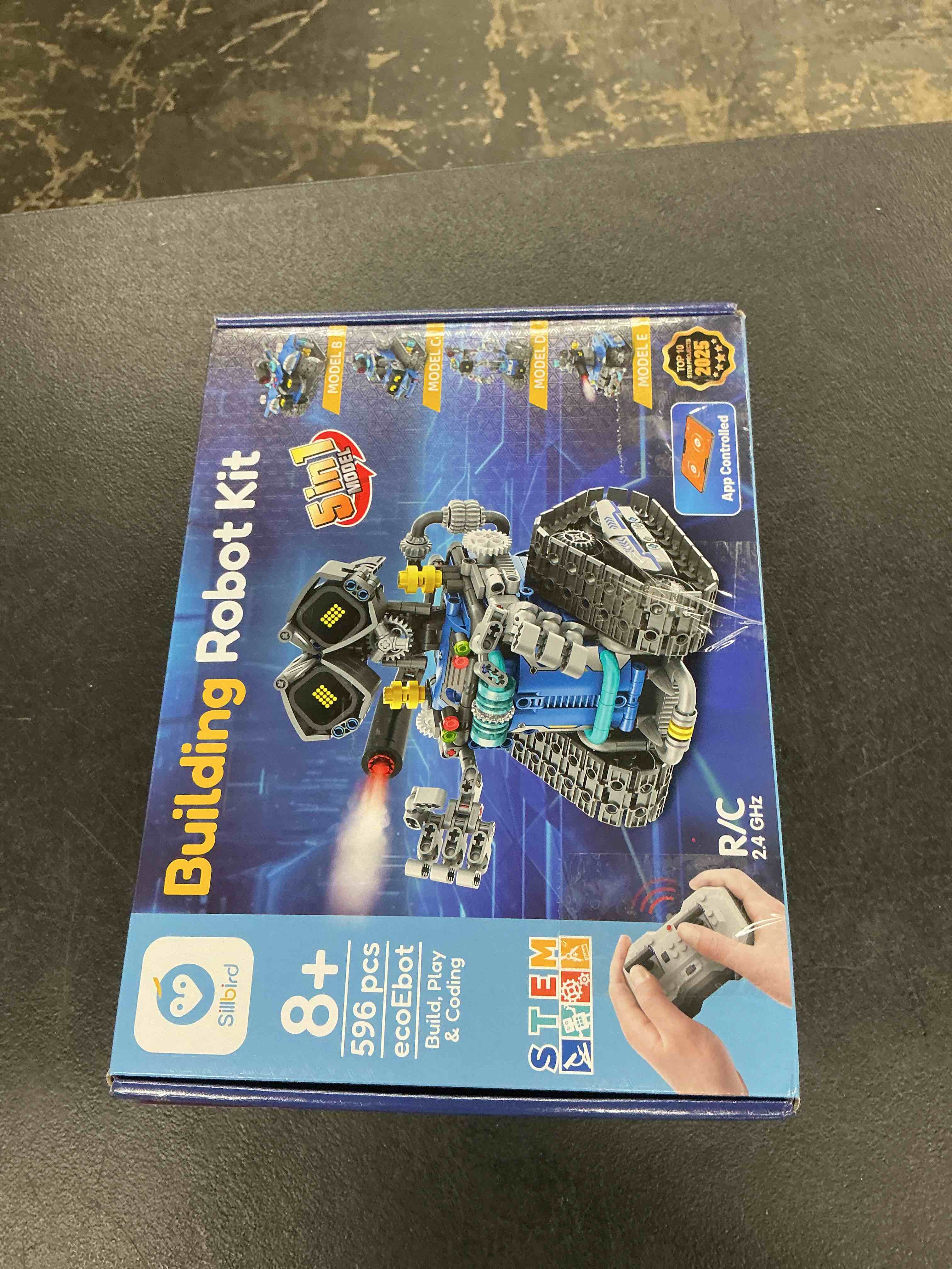 Condition photo showing New/Like New for sillbird stem robot building kit with remote control gifts for boys ages 8-14, buildable 5in1 robotics coding toy for kids birthday with 596 pieces blue