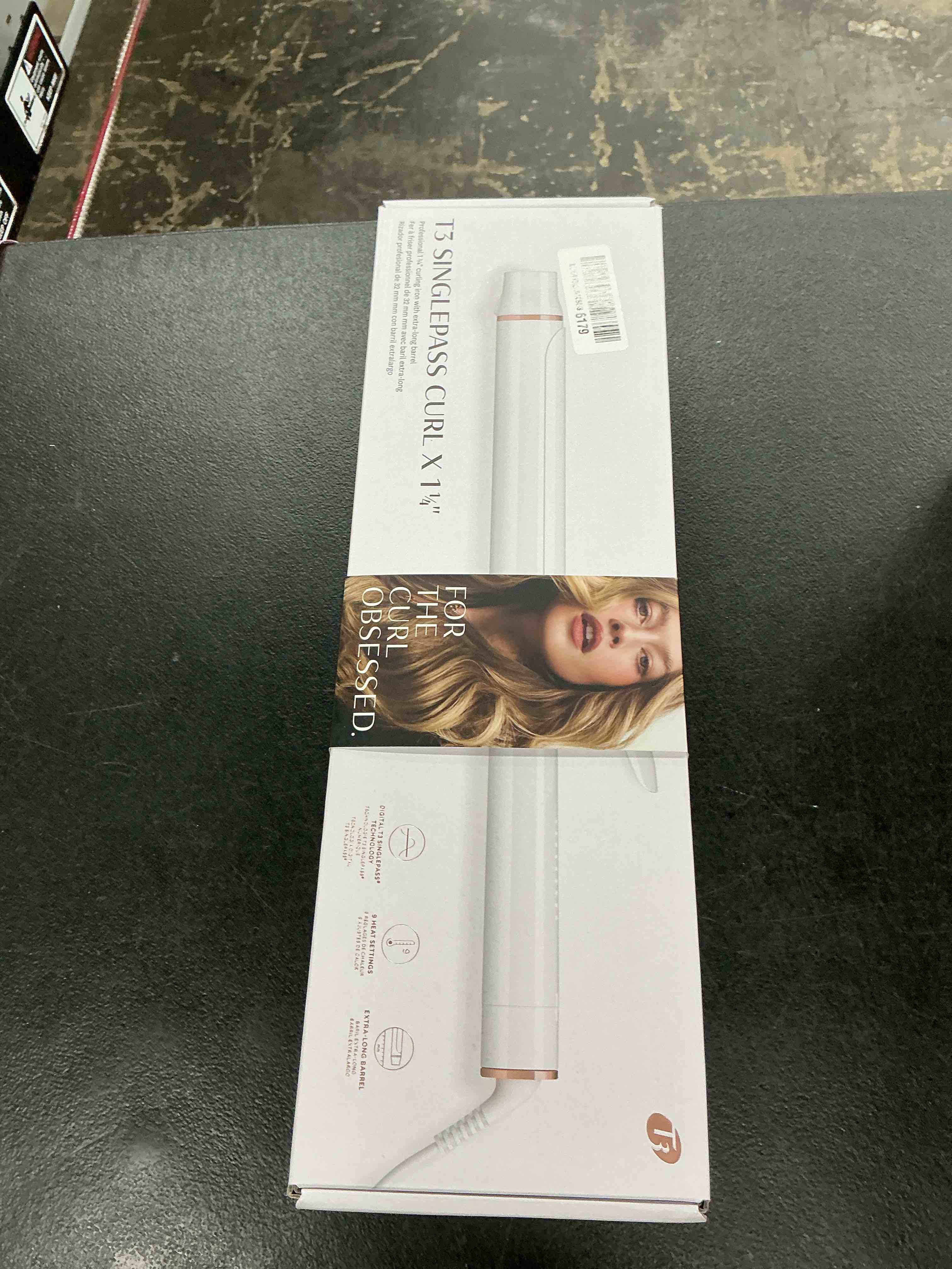 Condition photo showing Good Condition for t3 singlepass curl x extra-long barrel 1", 1.25", 1.5" curling iron with 9 heat settings and ceramic barrel for fast styling and lasting results on all hair types 1.25" clip iron white/rose gold