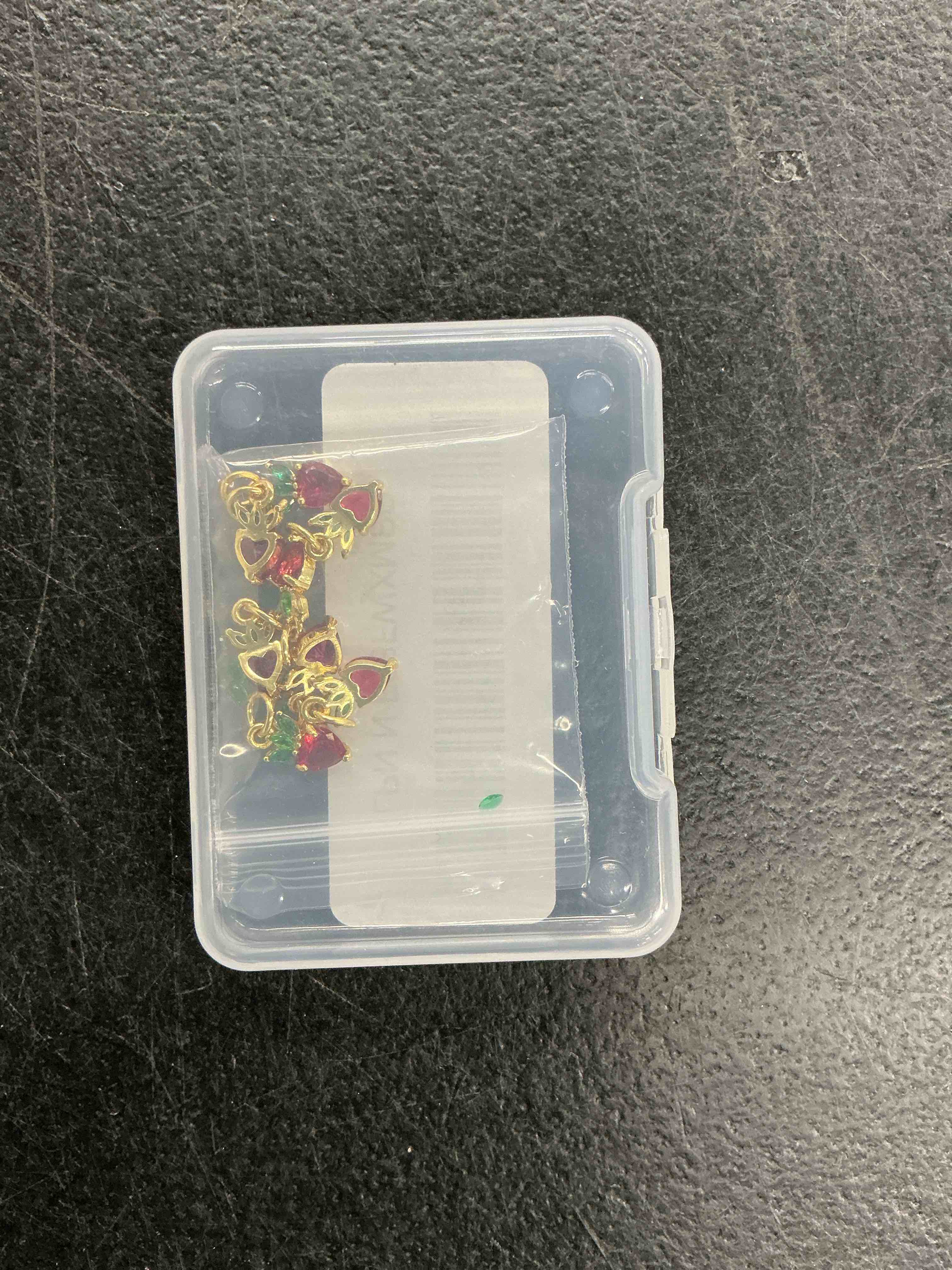 Condition photo showing Good Condition for beebeecraft 1 box 10pcs strawberry charms 18k gold plated brass cubic zirconia pink fruit charms with jump ring for jewelry making diy bracelet necklace findings