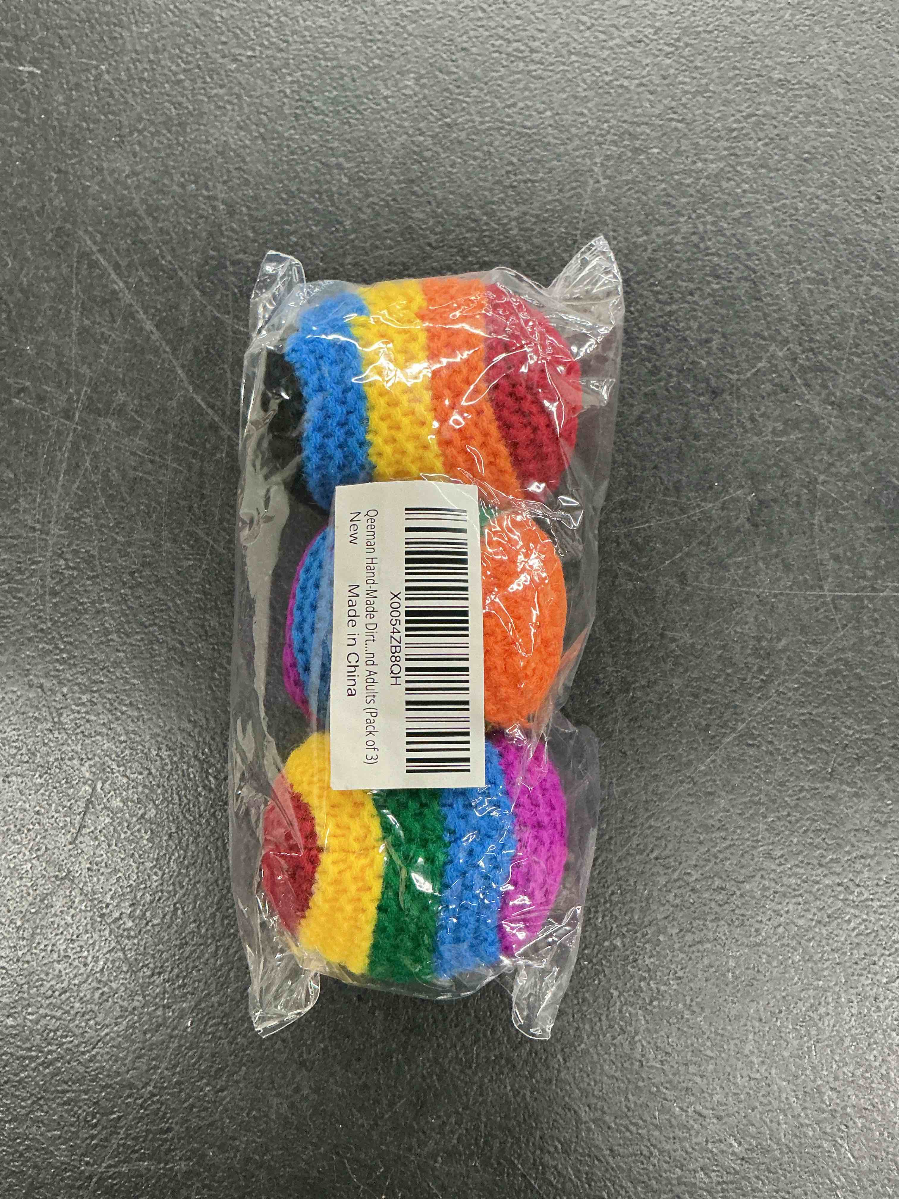 Condition photo showing Good Condition for qeeman hand-made dirtbag hacky sacks footbag, 2026 upgraded crochet knitted, multicolored kick & juggling balls for beginners and adults pack of 3
