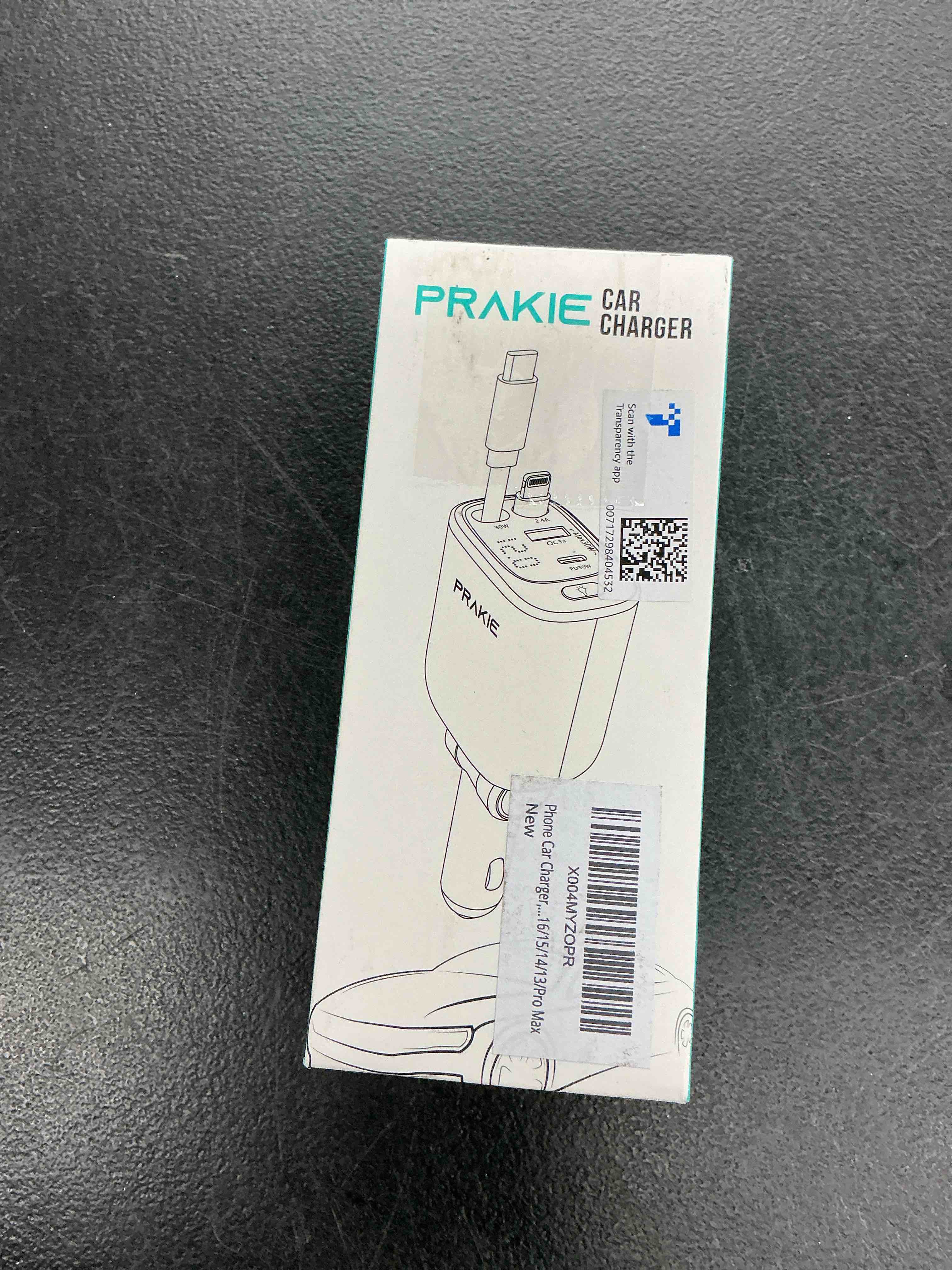 Condition photo showing Good Condition for iphone car charger, retractable fast usb c phone charger, 4 in 1 cigarette lighter adapter with 2 cables 25 inch and 2 usb ports, multi port usb car charging for iphone 17/16/15/14/13/pro max typec+lightning cables grey