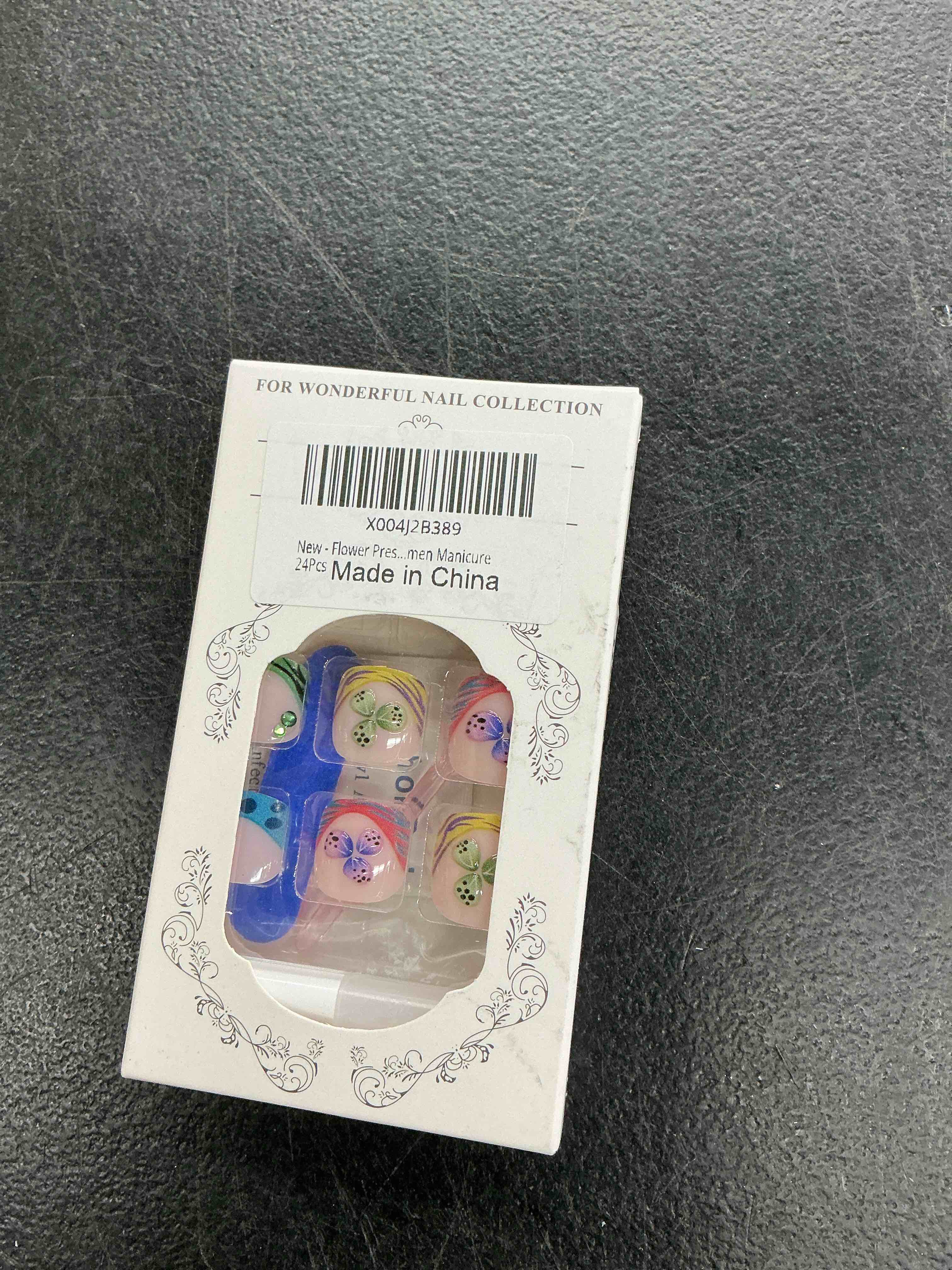 Condition photo showing Good Condition for flower press on toenails colorful french tip toenail press ons short square fake toe nails glossy full cover stick on toes for women manicure 24pcs colorful flower 0.04 fl oz (pack of 24)