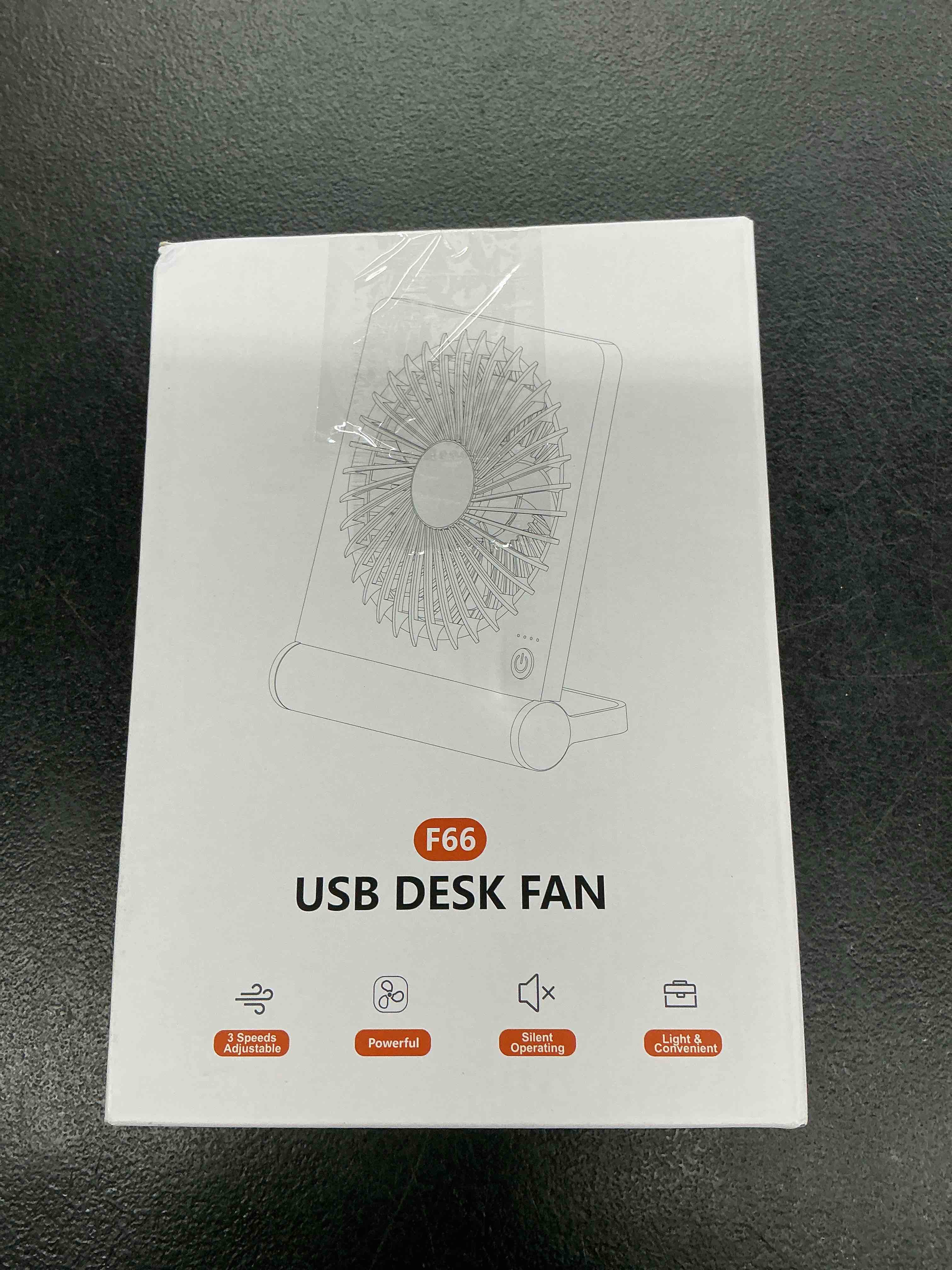 Condition photo showing Good Condition for desk fan usb powered with 3 speeds adjustable strong wind, ultra quiet mini personal fan usb-c corded powered,220° tilt folding plug in usb fan(no battery) dark black