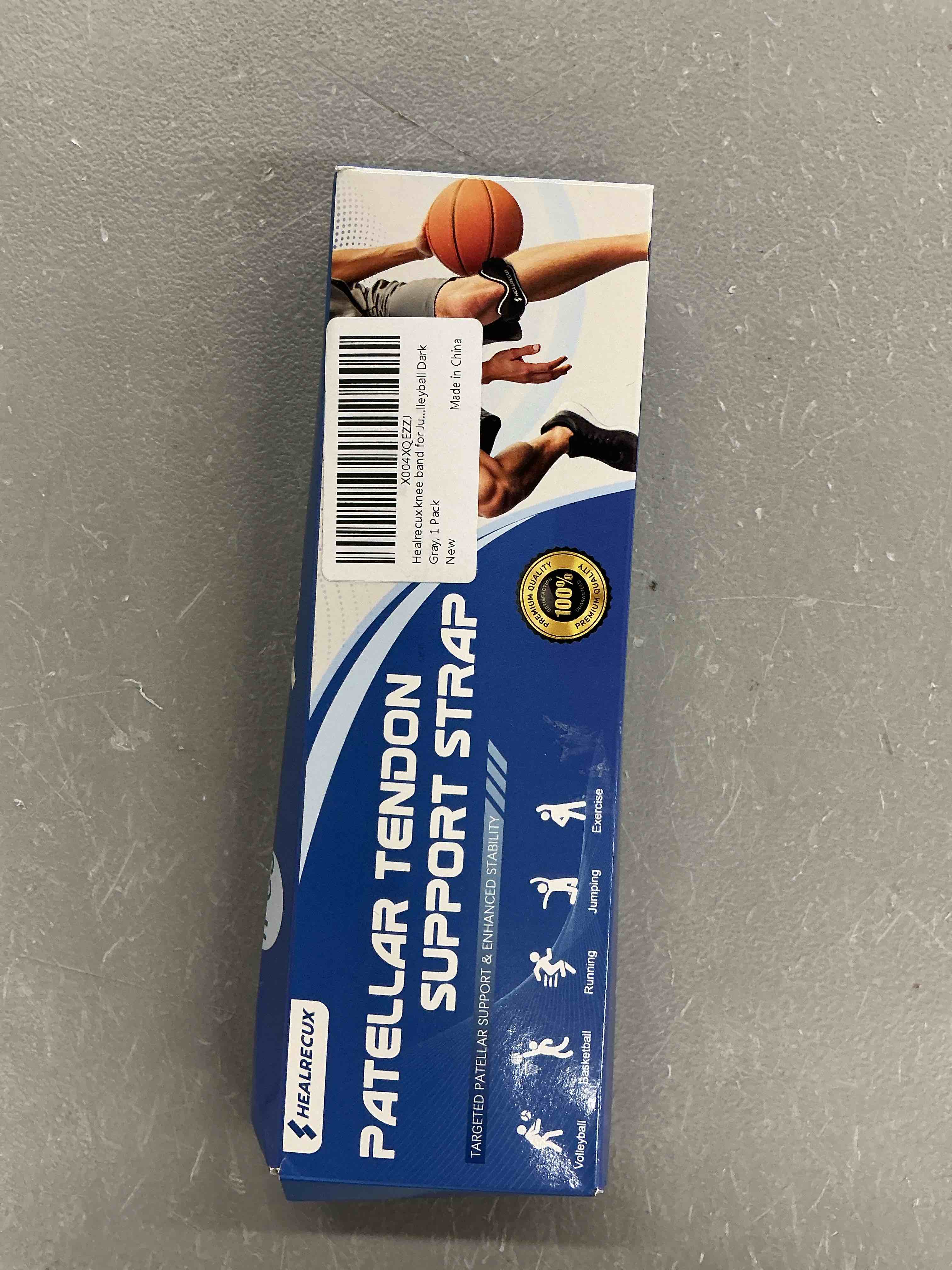 Condition photo showing Good Condition for healrecux patellar tendon support strap, silicone patella knee strap, non-slip patella band knee brace for jumpers knee, tendonitis, basketball, volleyball - dark gray 1 pack