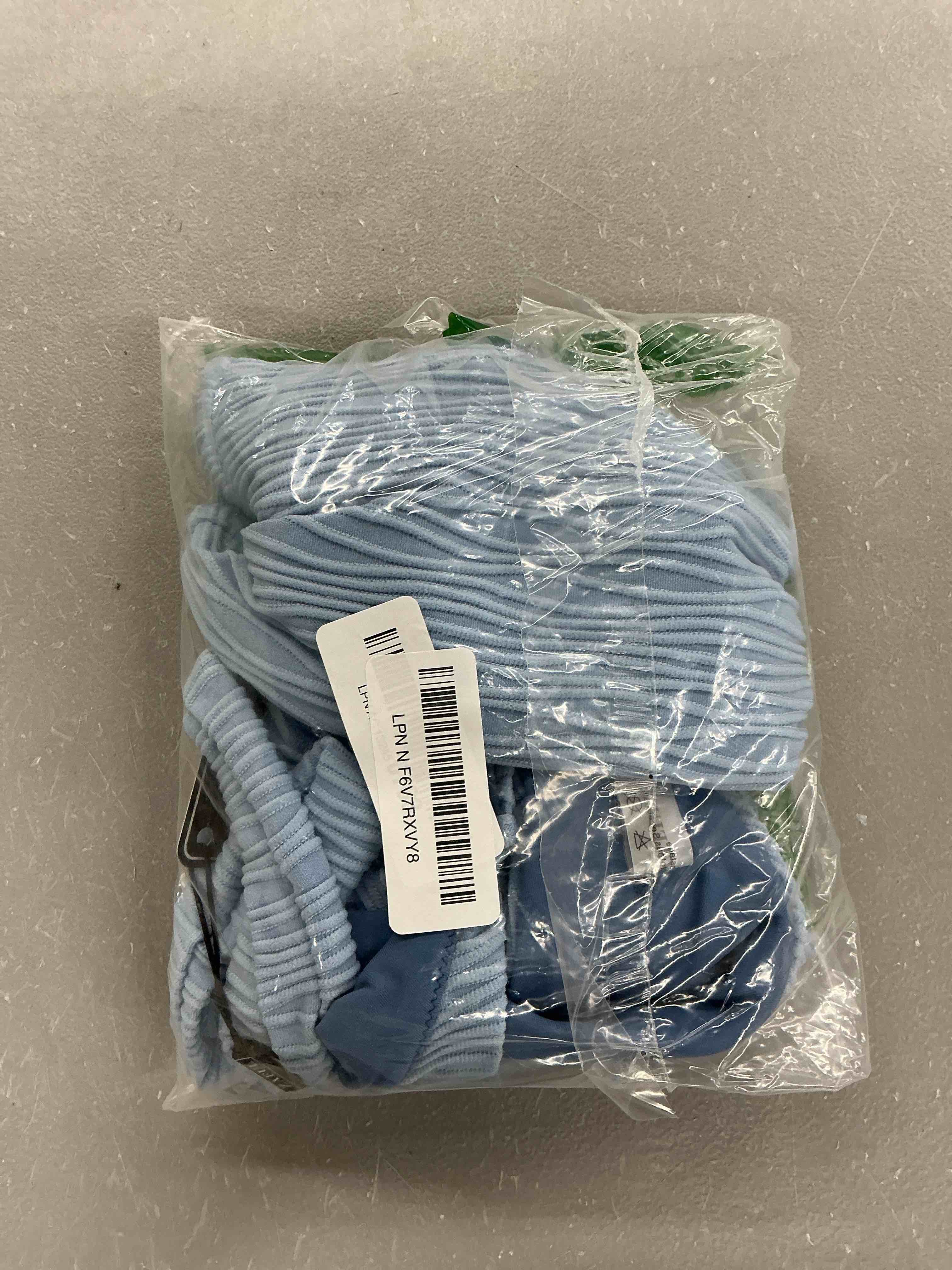 Condition photo showing Good Condition for zaful bikini set for women v neck knot front push up bathing suit high cut two piece swimsuit brazilian cheeky swimwear haze blue medium