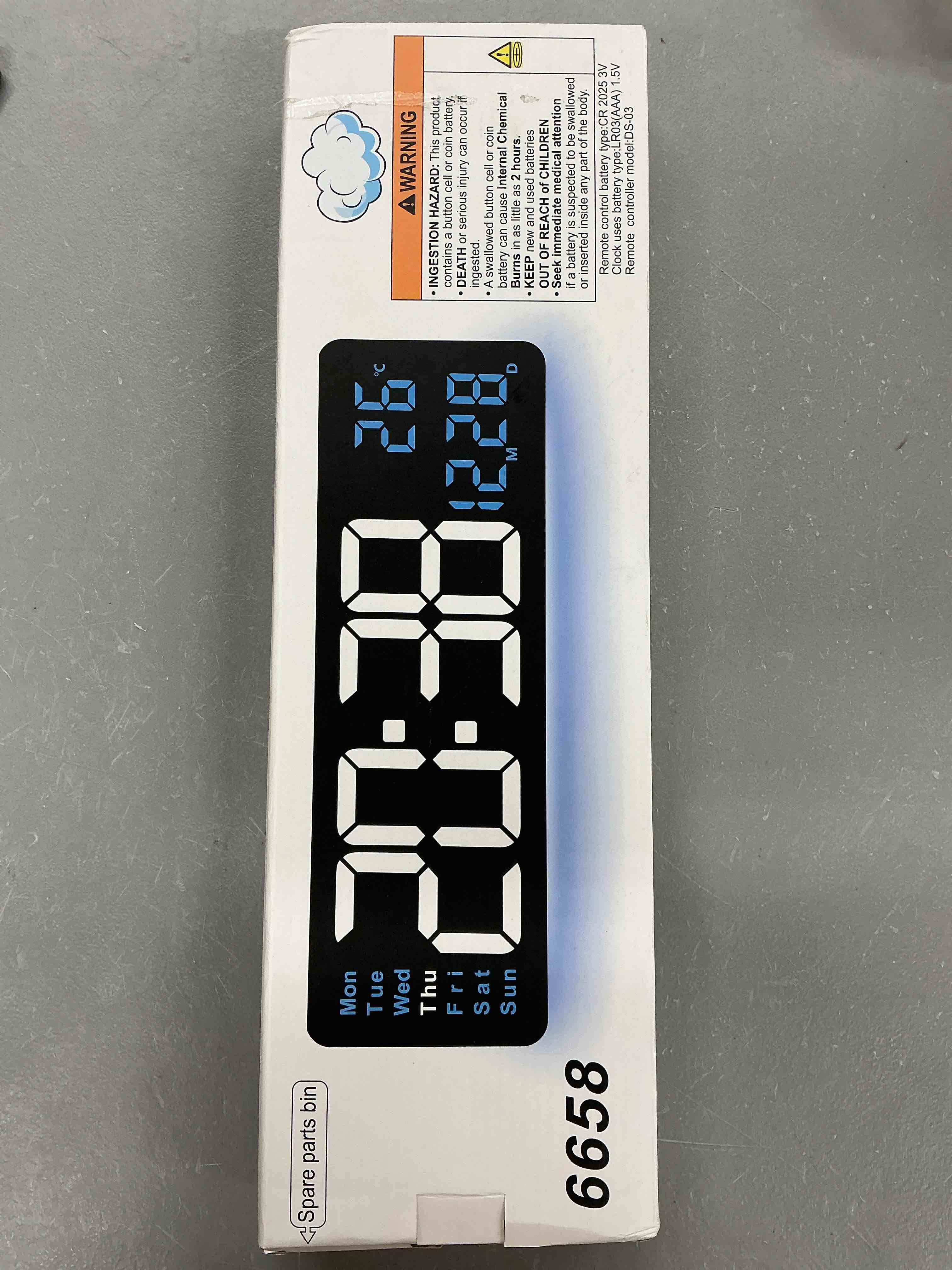 Condition photo showing New/Like New for digital wall clock, 16" large display digital clock with night light, wall clock with dst, alarm, led, date, week, temp for living room, bedroom, classroom decor, birthday gift for senior mom dad blue