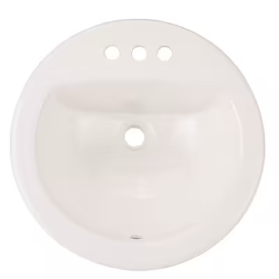 Project Source Vitreous china Drop-in Round Traditional White Bathroom Sink ( 19.0-in x 19.0-i
