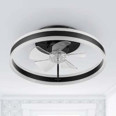 harbor breeze edenmore 20-in color-changing integrated led flush mount matte black with clear blades fandelier ceiling fan with light - remote included ( 5 -blade ) 