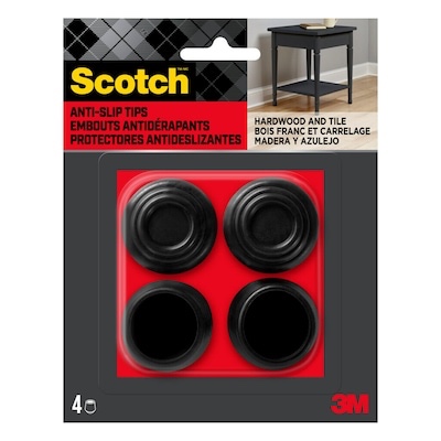 scotch 4pk rubber chair tips black (1 1/8 )