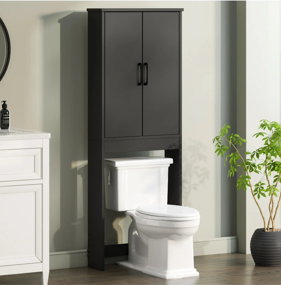 Mainstays Ardent Over-the-Toilet Space Saver Storage Cabinet, Black