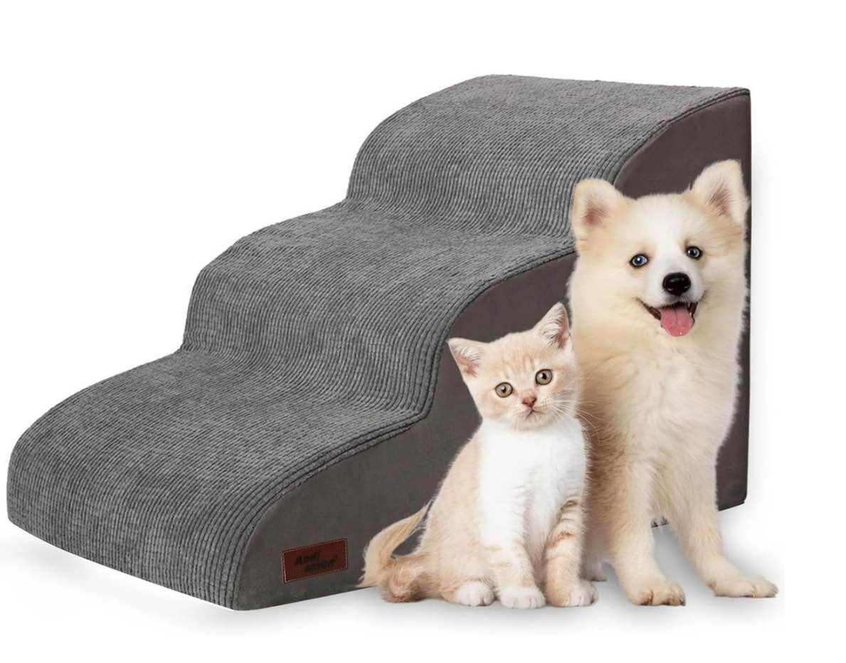 3 Tiers Dog Ramp and Stairs for Beds Or Couches - Non-Slip Sturdy Pet Steps - for Small Dogs to get on High Bed