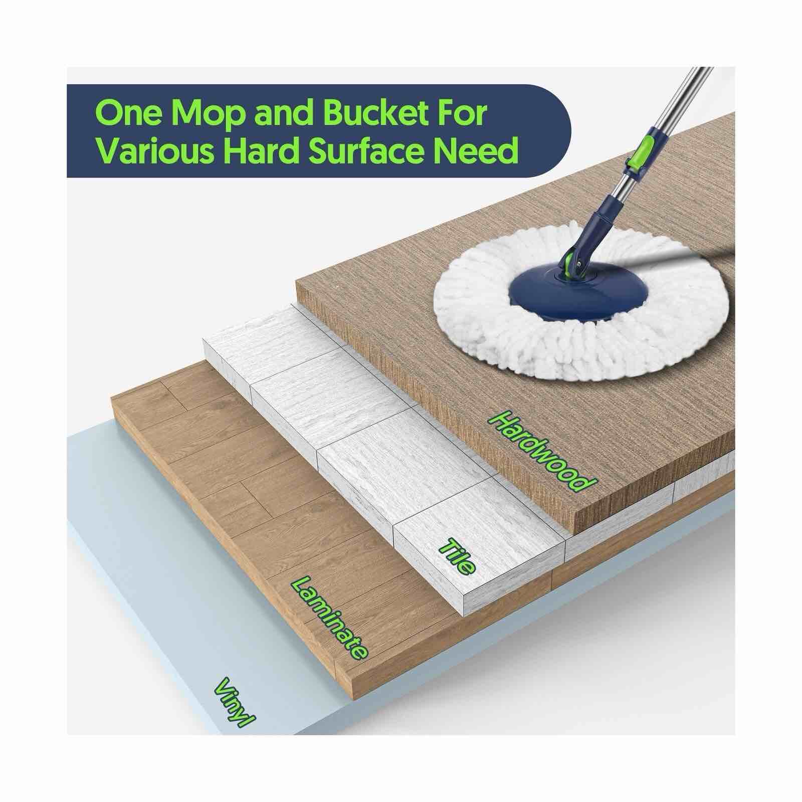 SUGARDAY Spin Mop  with Wringer Set for Floors Cleaning Heavy Duty System Green