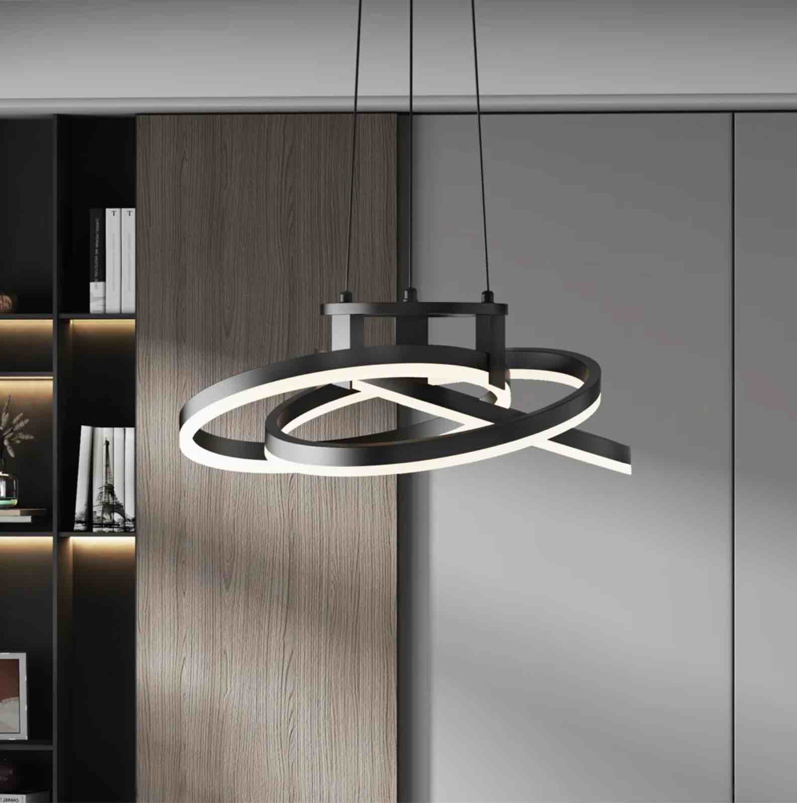 alliber 1-light modern square/rectangle led chandelier with aluminum frame