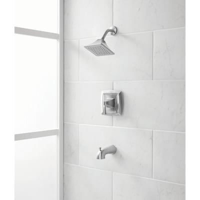 allen + roth chesler brushed nickel 1-handle single function 6.0-in square bathtub and shower faucet with valve-incomplete