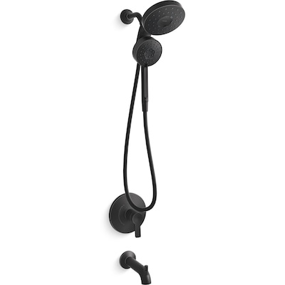  kohler premise rite-temp matte black 1-handle single function 6-in round bathtub and shower faucet with valve 