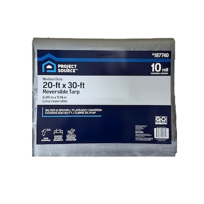 Project Source 20-ft x 30-ft Silver Waterproof Standard Polyethylene 10-mil Tarp
