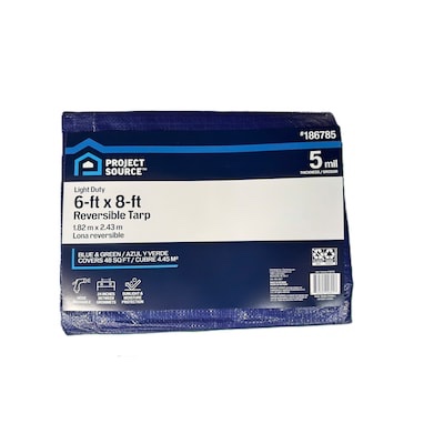 project source 8-ft x 6-ft blue waterproof standard polyethylene 5-mil tarp
