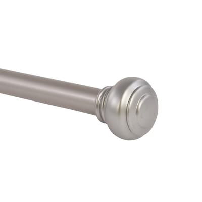 allen + roth 72-in to 144-in Brushed Nickel Steel Single Curtain Rod with Finials