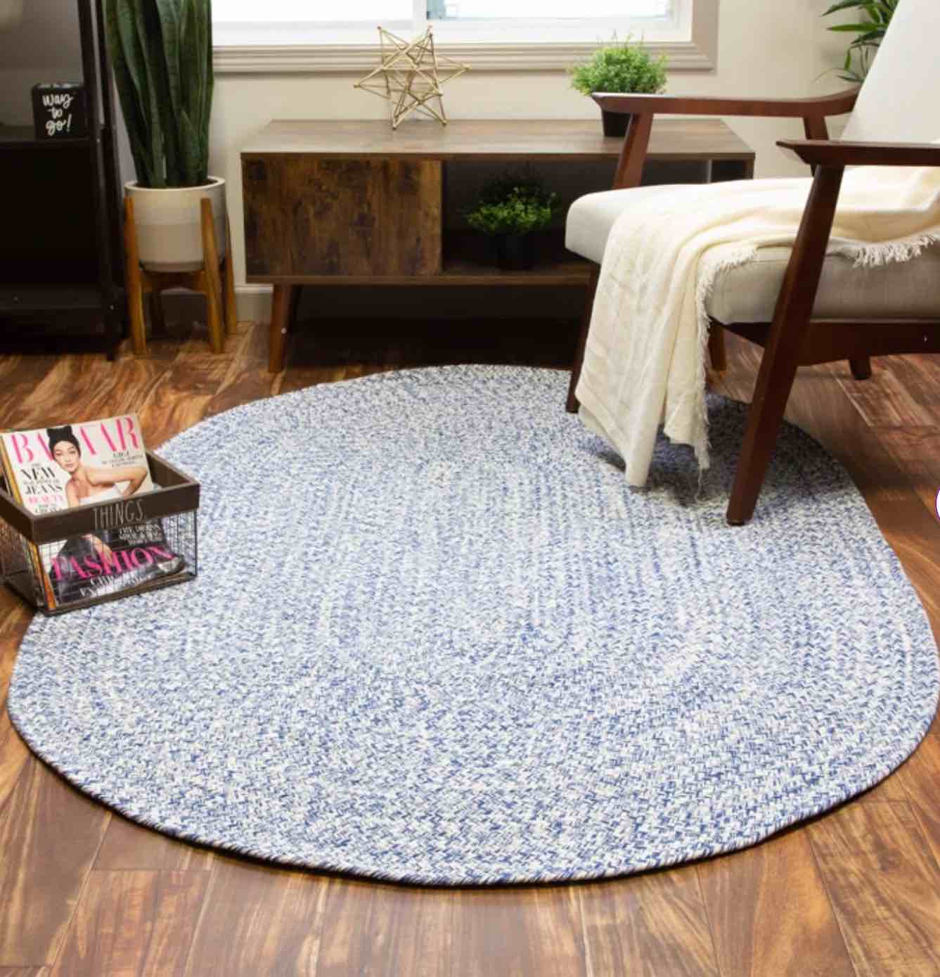  Haynesville Farmhouse Reversible Braided Blue Area Rug