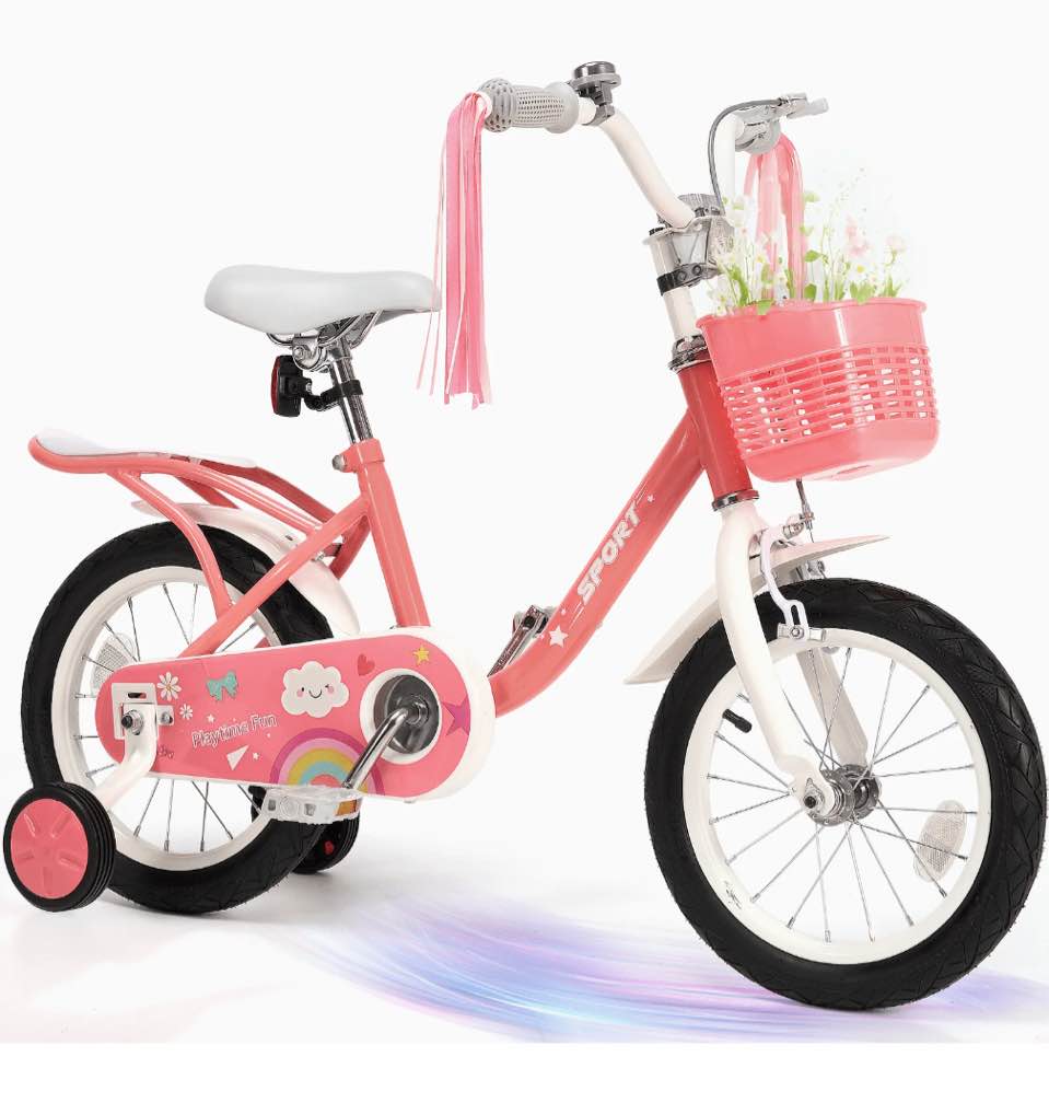 naipo 12 inch kids bike boys girls kid s bikes with training wheels children bicycle for kids and toddler gift pink