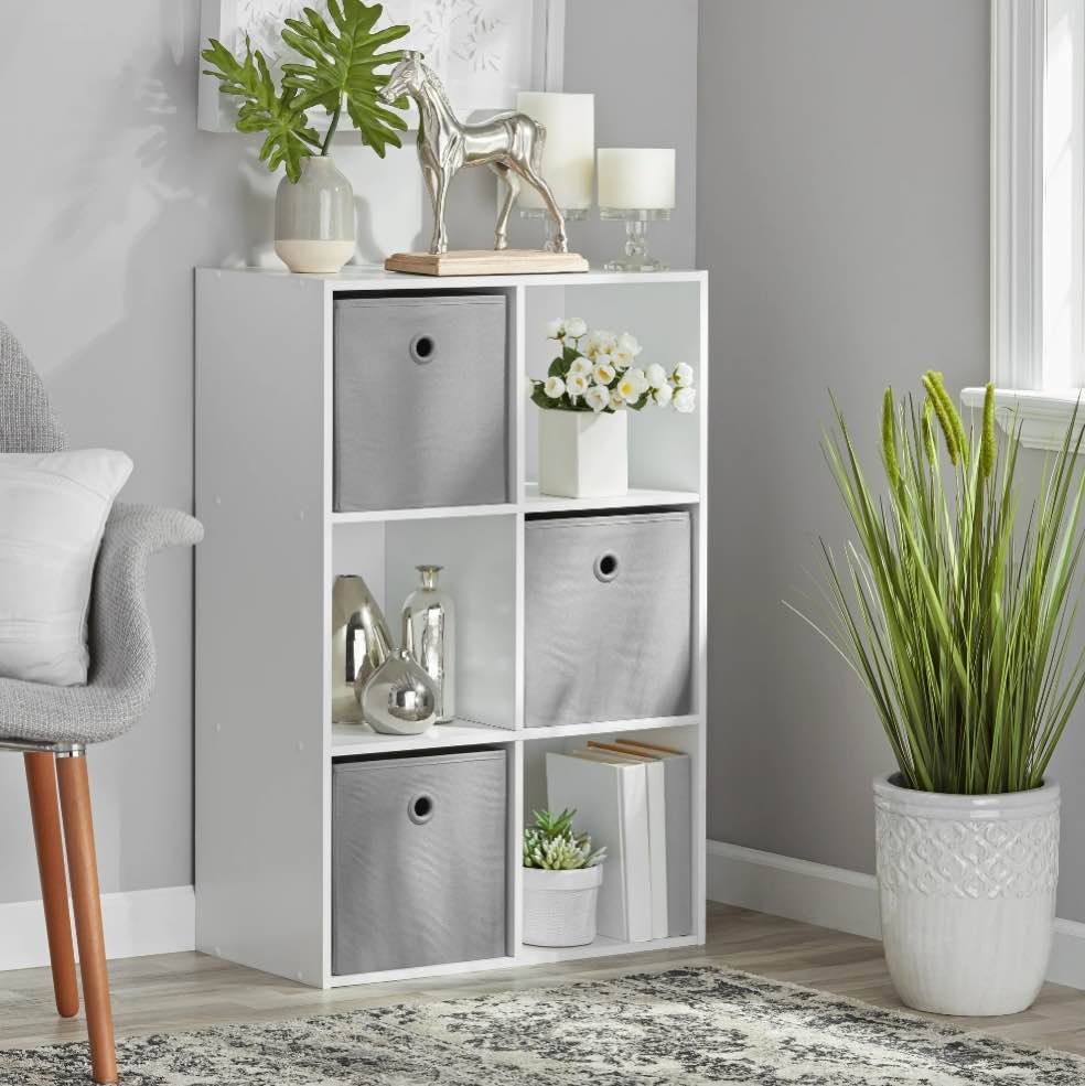 mainstays 6 cube storage organizer, white