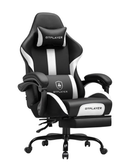 GTPLAYER Ergonomic Gaming Chair with Footrest and Lumber Support for Adults, Blue