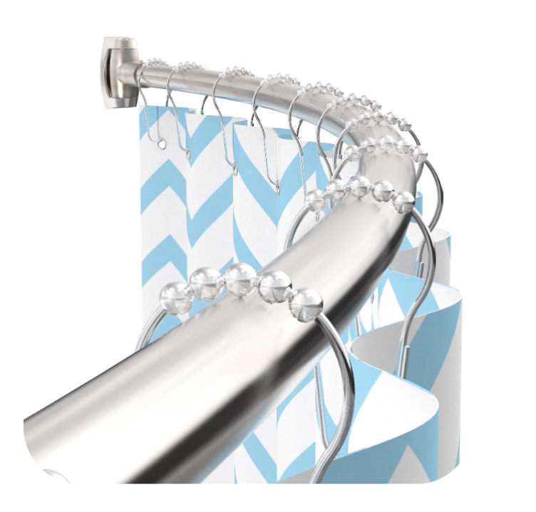 Yeabett Curved Shower Curtain Rod 43-72 Inches Adjustable, Shower Rods for Bathroom Aluminum Rustproof, Round shower curtain rod Expandable, Brush Nickel