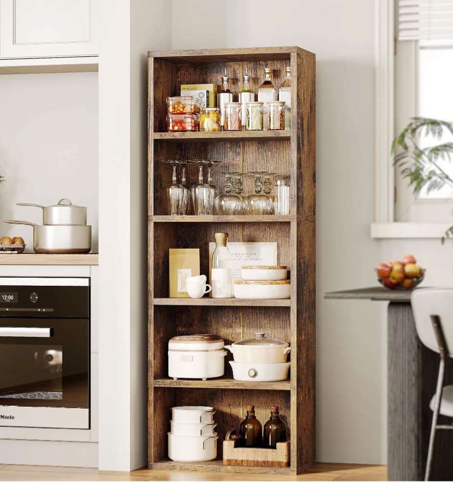 Sofanext Industrial Bookshelves and Bookcases Floor Standing 5 Shelf Display Storage Shelves 52 in Tall Bookcase Home Decor Furniture for Home Office, Living Room, Bed Room, Vintage Brown