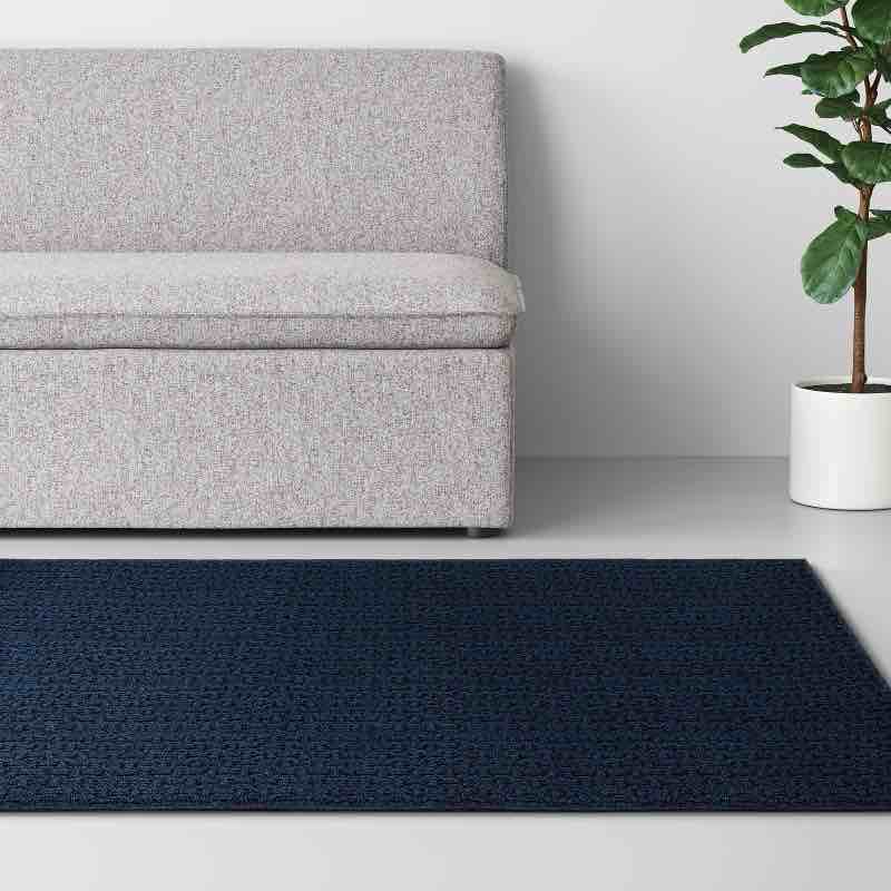 4'x5'6" Washable Solid Machine Tufted Accent Rug Blue - Threshold™: Skid-Resistant, Low Pile, Indoor Use
