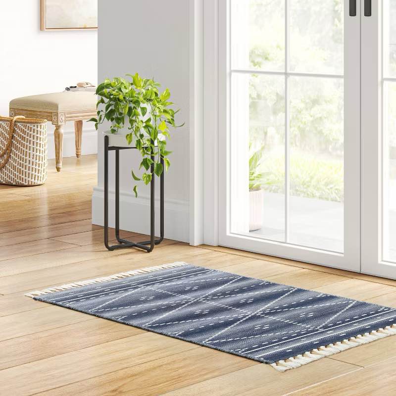 2'4"x3'9" Washable Woven Tapestry Accent Rug with Fringe Indigo - Threshold™