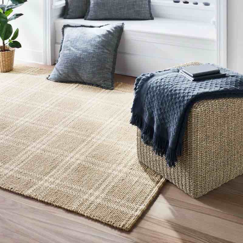 9'x12' Cottonwood Handwoven Plaid Wool/Cotton Area Rug Neutral - Threshold™ designed with Studio McGee