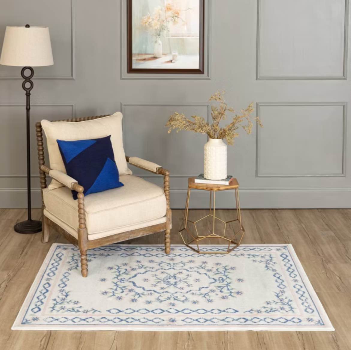 Mohawk 4x6 lattice border floral woven area rug