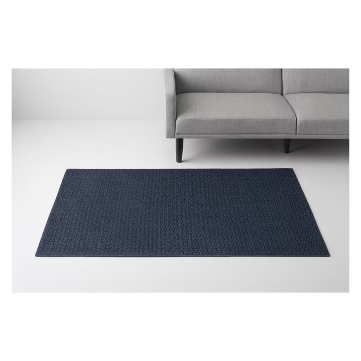 4'x5'6" washable solid machine tufted accent rug blue - threshold™: skid-resistant, low pile, indoor use