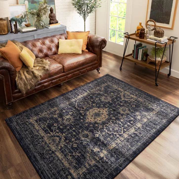 5'x7' vintage tufted distressed area rug indigo - threshold™