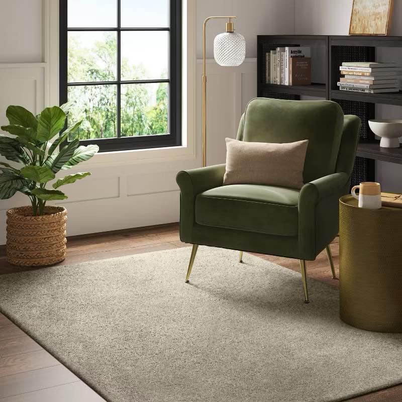 5'1"x6'11" solid eyelash woven shag rug tan - threshold™