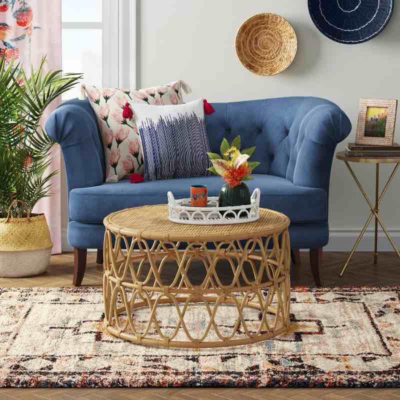 5'x7' indoor geometric shag woven area rug light beige/black - threshold™: bohemian mosaic design, high pile