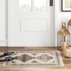 4'x6' washable cromwell printed persian style rug tan - threshold™