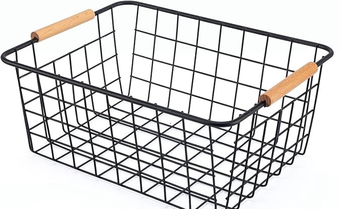 Wire Basket Wire Storage Baskets Wire Basket Organizing with Wooden Handles 