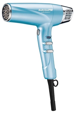 BabylissPRO Nano Titanium Hair Dryer, Professional 1875-Watt Blow Dryer, Lightweight, Ionic Technology Dries Hair Faster with Less Frizz
