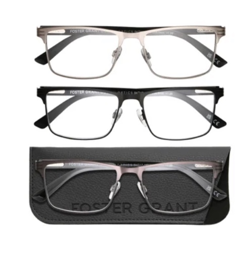Design Optics by Foster Grant #668 Metal Square Reading Glasses, 3-pack