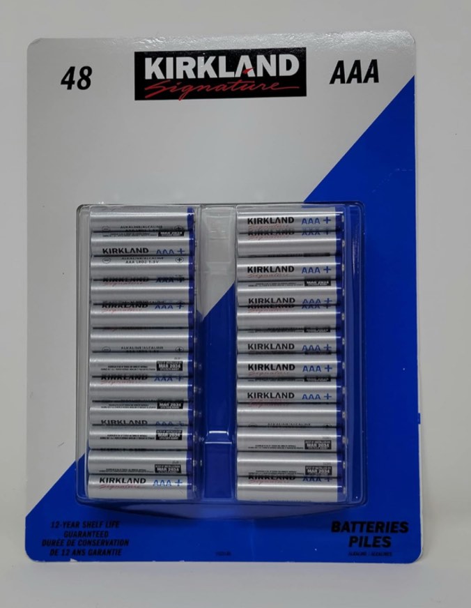 Kirkland Signature Alkaline AAA Plus Batteries, 48 Count