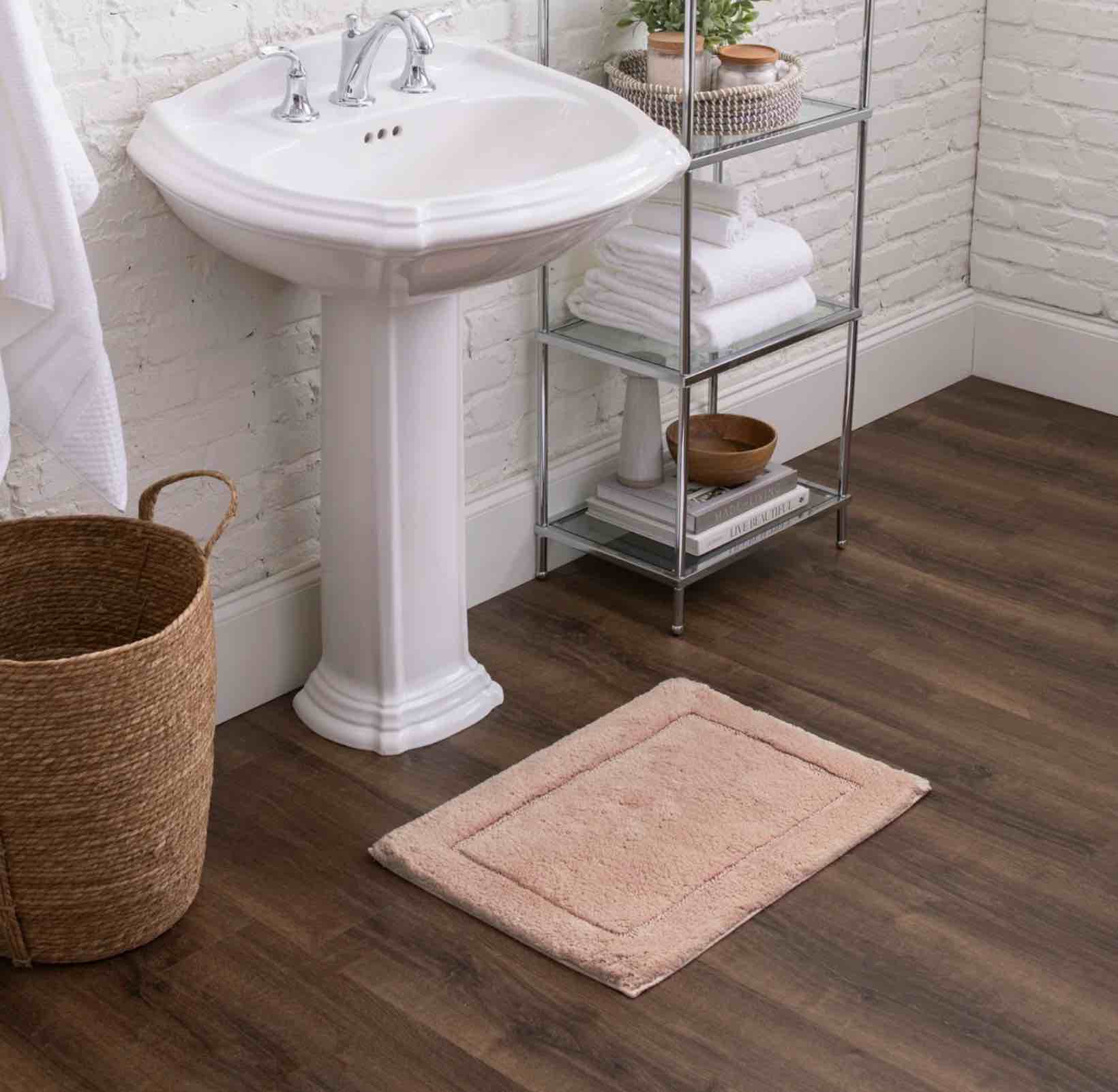 Kalb Solid Cotton Non Slip Machine Washable Bath Rug