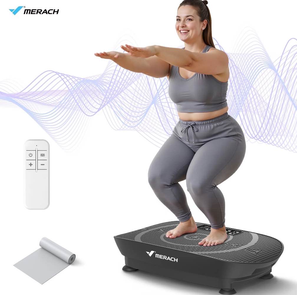 merach vibrating plate muscle toner, whole body exercise machine with remote control