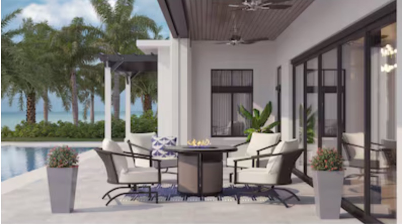Allen + Roth Sedgebrook 42-in W 55000 Maximum BTUs Steel Round Liquid propane Fire pit