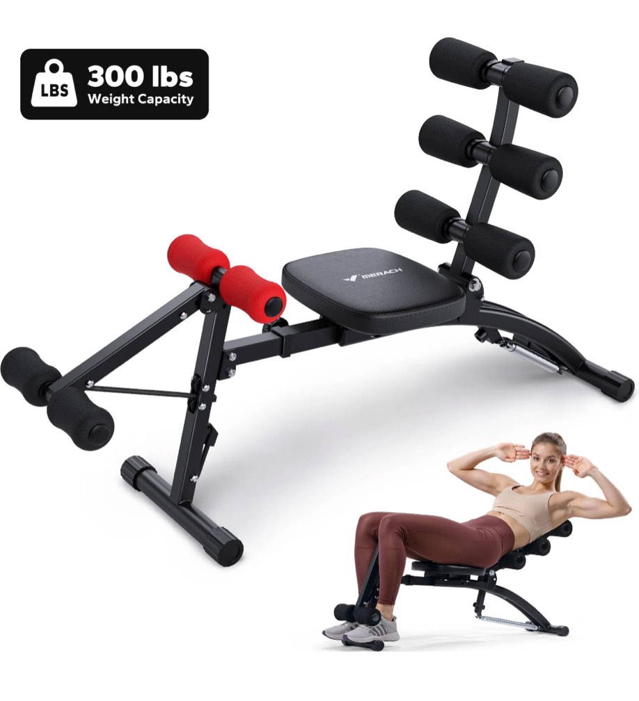 MERACH Ab Machine, Stomach Workout Equipment with Adjustable Length, Abdominal Workout Bench with Ergonomic Design