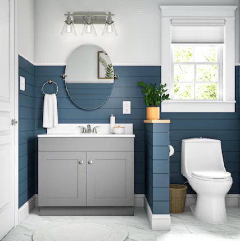 Project Source Dover 36-in Light Gray Single Sink Bathroom Vanity with White Cultured Marble Top