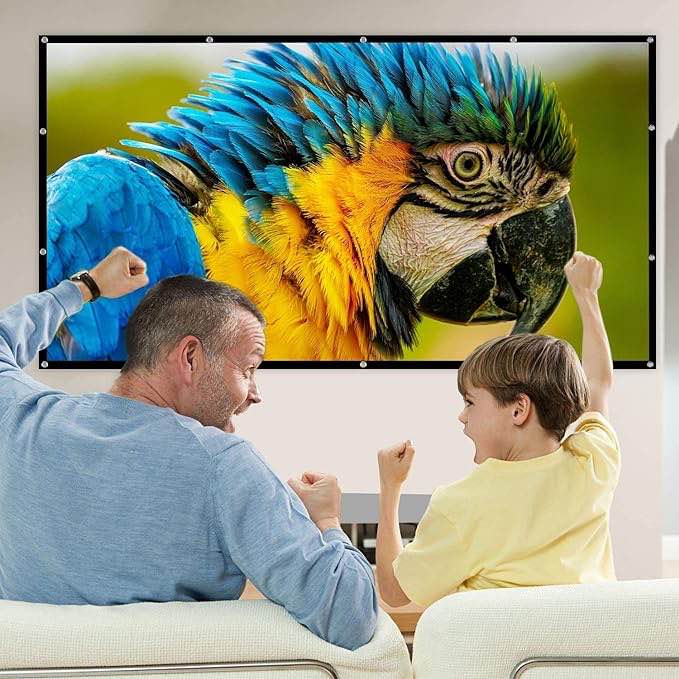 mdbebbron 150 inch projection screen 16:9 foldable anti-crease portable projector movies screen for office home theater outdoor indoor support double sided projection