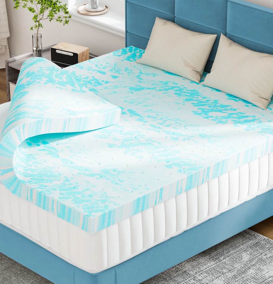 CONCETTA 3 inch Twin Size Memory Foam Mattress Topper with Cooling Gel, Pressure Relief for Back Pain, Comfort Bed Topper, CertiPUR-US Certified