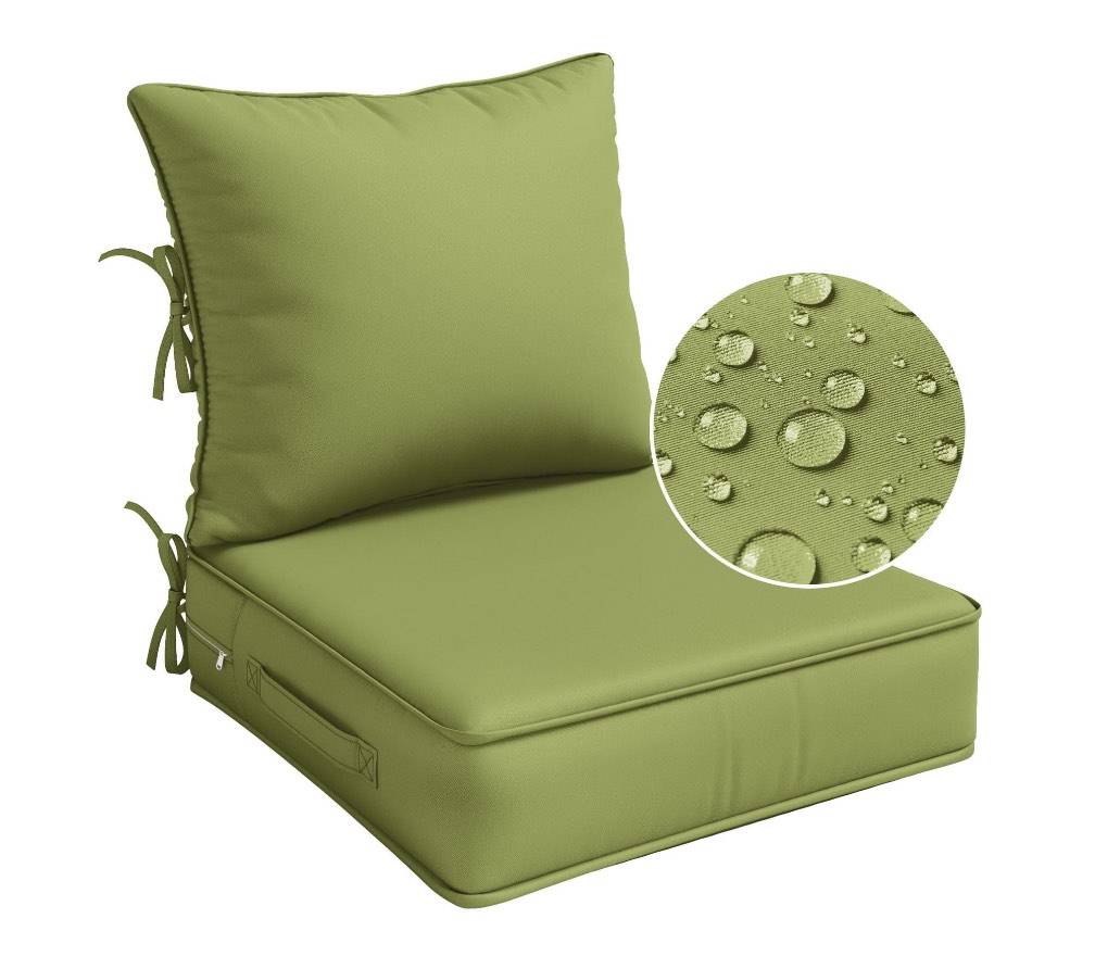 Pakunoda Outdoor Deep Seat Cushion Set for Patio Furniture, Waterproof & Fade Resistant, 22" L X 22" W X 4" H, Light Green